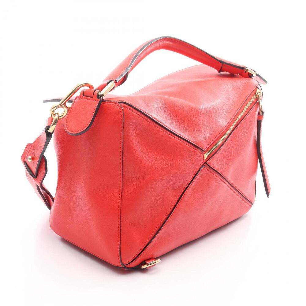 LOEWE Puzzle Bag Medium Handbag Leather Women's Red - Picture 2 of 15